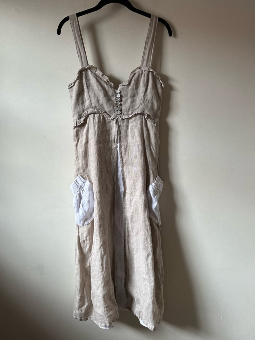 Linen Lagenlook Made In Italy Neutral Boho Summer Maxi Dress Stella Moda